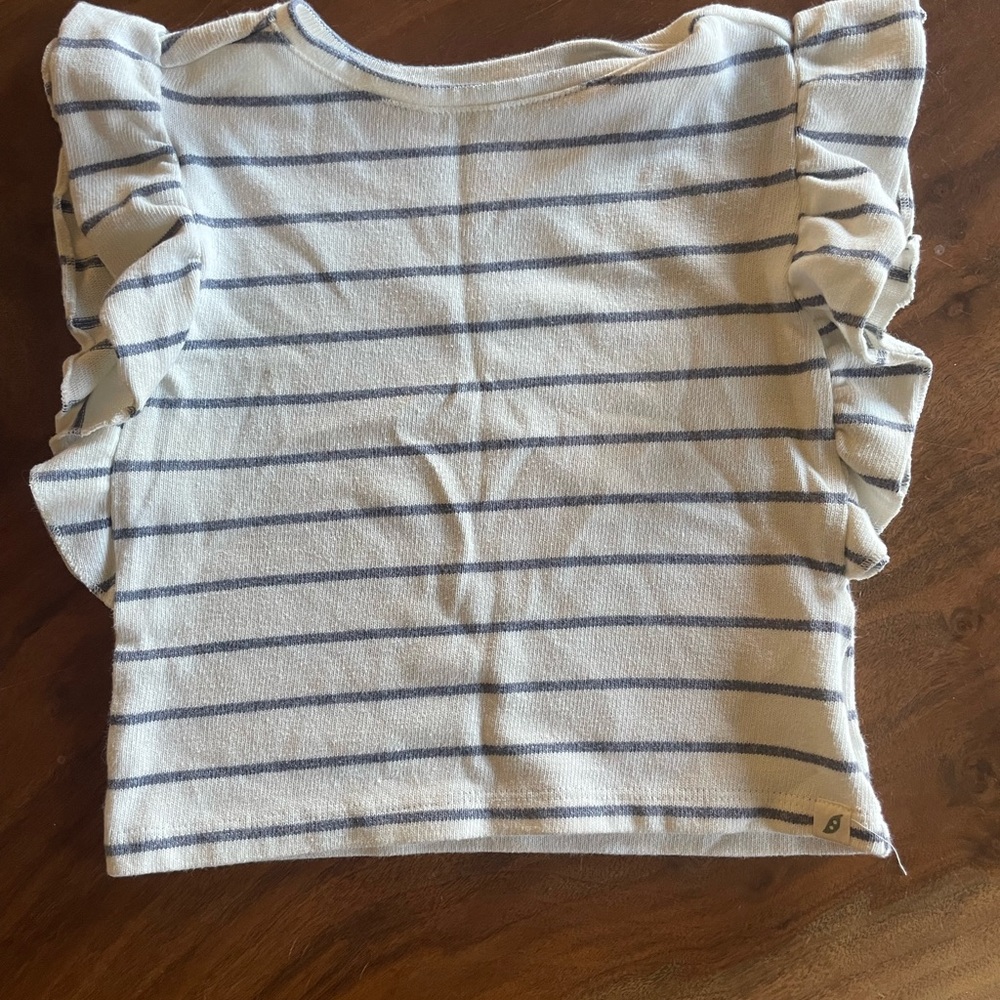 Striped Ruffle Sleeve Kids Top